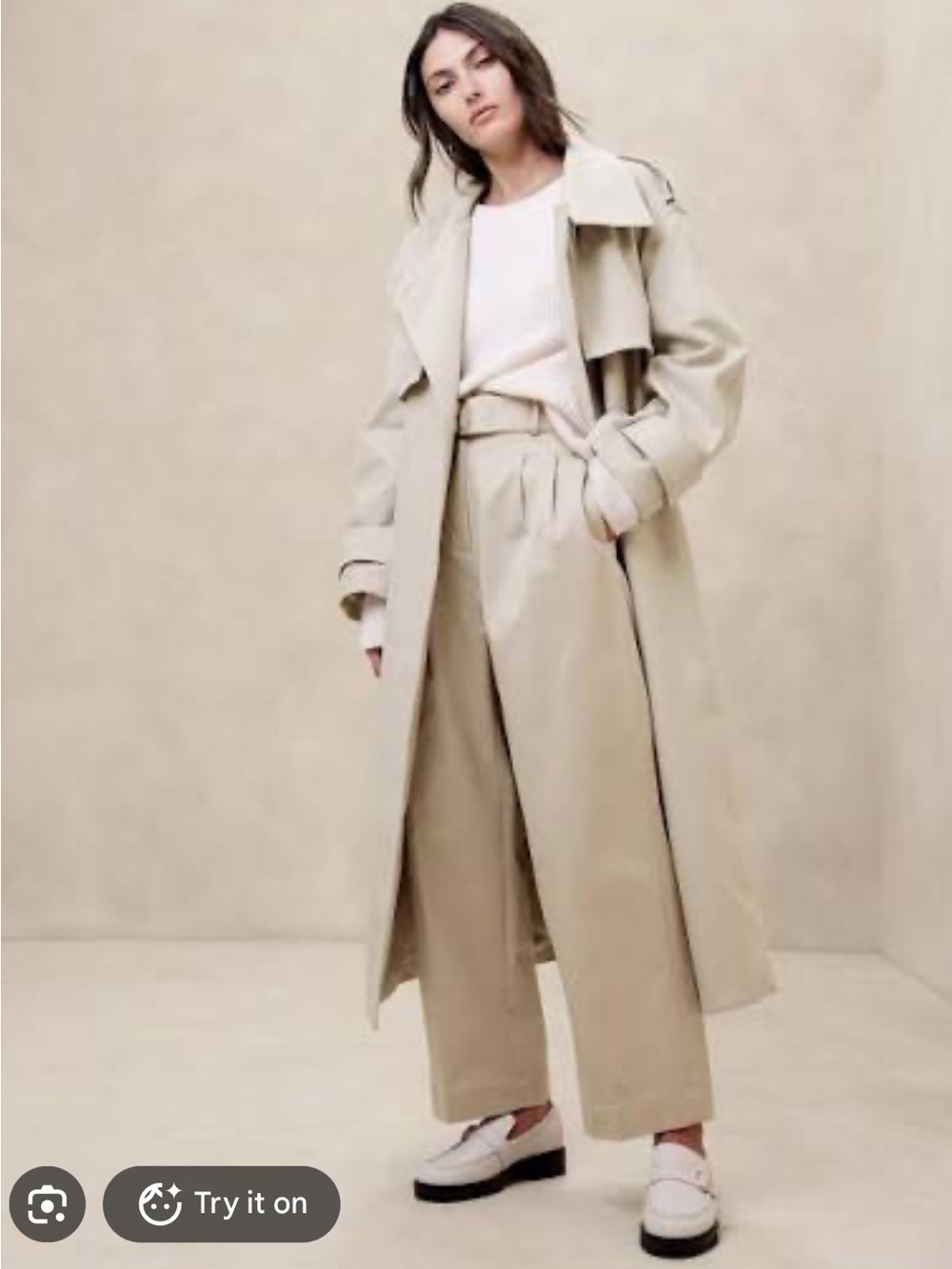 Banana Republic NWT $130 Wide-Leg High-Waist Cream Trousers Pants 2P petite